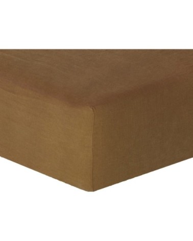 Drap housse lin lavé bronze 140x190x30
