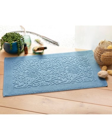 Tapis de bain bleu 50x80 en coton