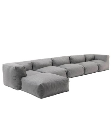 Canapé d'angle de jardin modulable 6 places gris