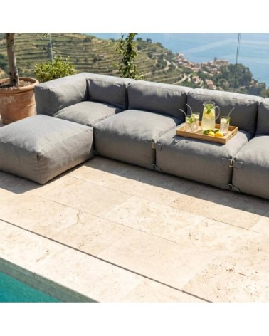 Canapé d'angle de jardin modulable 6 places gris