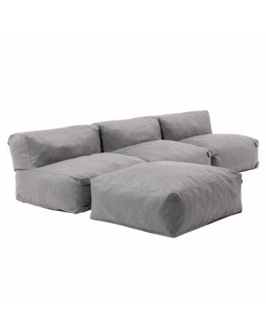 Canapé de jardin modulable 4 places gris