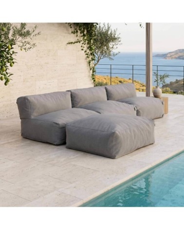 Canapé de jardin modulable 4 places gris