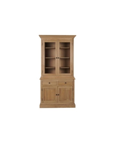 Buffet vaisselier en chêne 2 portes vitrées 2 tiroirs 2 portes bois