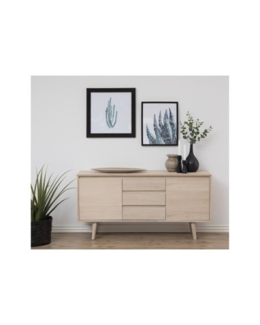 Bahut style scandinave plaqué chêne 2 portes et 3 tiroirs L150