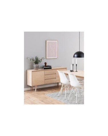 Bahut style scandinave plaqué chêne 2 portes et 3 tiroirs L150