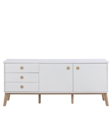 Buffet enfilade nordique en bois blanc 3 tiroirs 2 portes L180