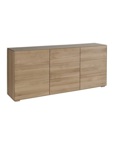 Buffet moderne en bois de chêne massif naturel 3 portes L180