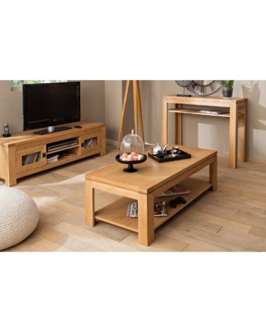 Table basse moderne bois chêne clair massif