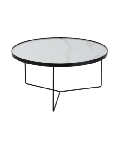 Table basse ronde en métal marbrée D80