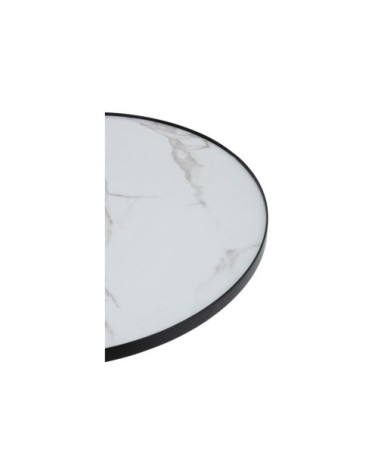 Table basse ronde en métal marbrée D80