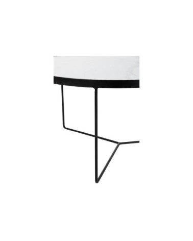 Table basse ronde en métal marbrée D80