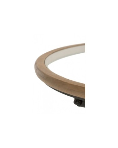 Table basse ronde plateau verre et bois D100