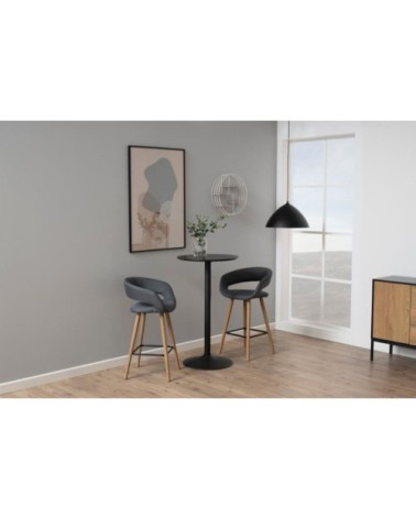 Bibliothèque murale ronde en métal et bois D45