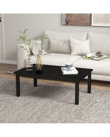 Table basse rectangulaire de jardin plateau à lattes alu