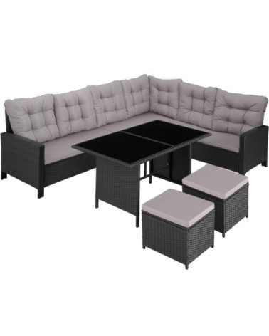 Canapé de jardin BARLETTA modulable noir/gris