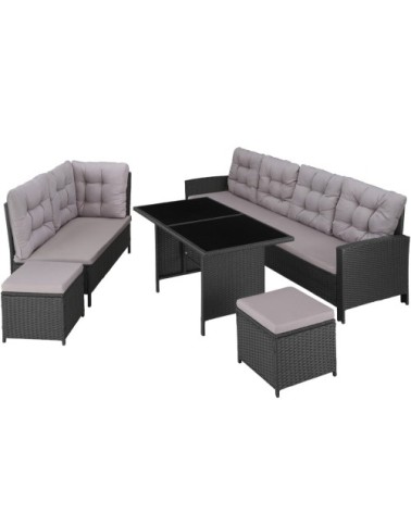 Canapé de jardin BARLETTA modulable noir/gris