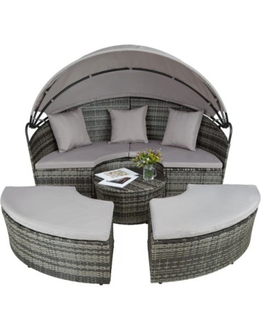 Bain de soleil rond modulable SANTORIN gris