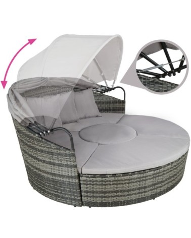 Bain de soleil rond modulable SANTORIN gris