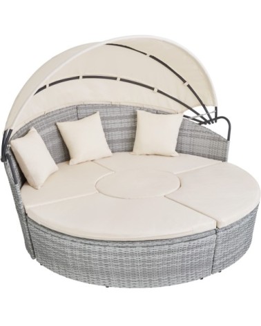 Bain de soleil rond modulable SANTORIN gris clair