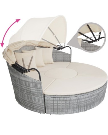 Bain de soleil rond modulable SANTORIN gris clair