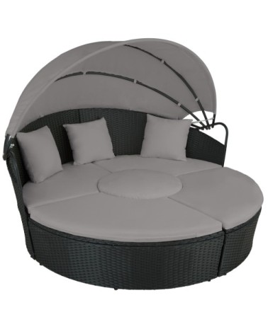 Bain de soleil rond modulable SANTORIN noir/gris