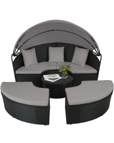 Bain de soleil rond modulable SANTORIN noir/gris