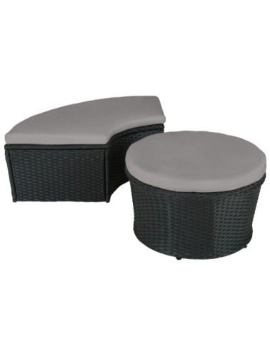 Bain de soleil rond modulable SANTORIN noir/gris