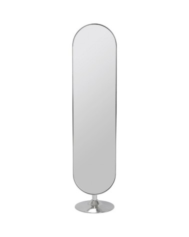 Miroir sur pied ovale en métal chromé 170x40