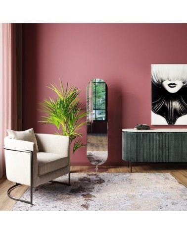 Miroir sur pied ovale en métal chromé 170x40