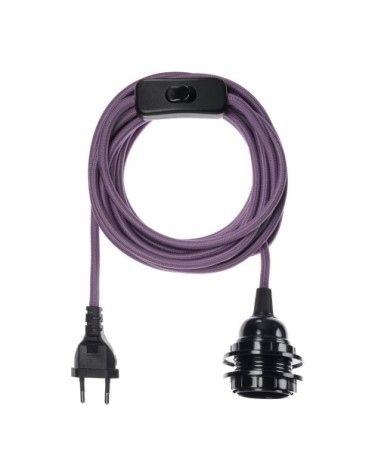 Fil électrique en tissu luminaire violet 4,5m