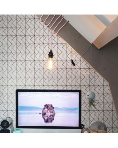 Fil électrique en tissu luminaire pied de poule c/b 4,5m