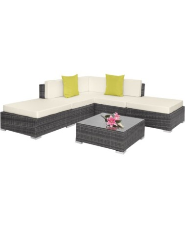 Salon de jardin PARIS modulable 5 places gris