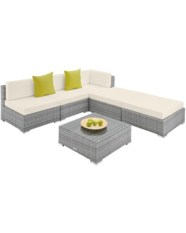 Salon de jardin PARIS modulable 5 places gris clair