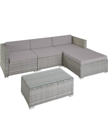 Salon de jardin FLORENCE 4 places gris clair/gris foncé