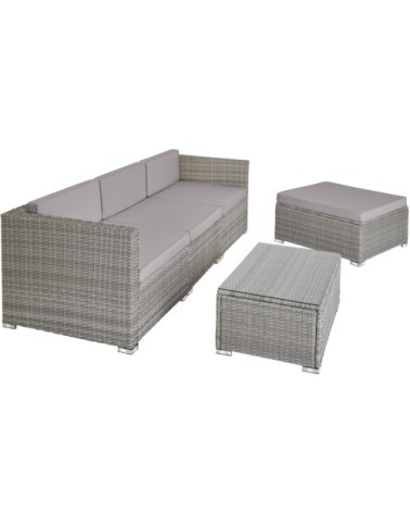 Salon de jardin FLORENCE 4 places gris clair/gris foncé