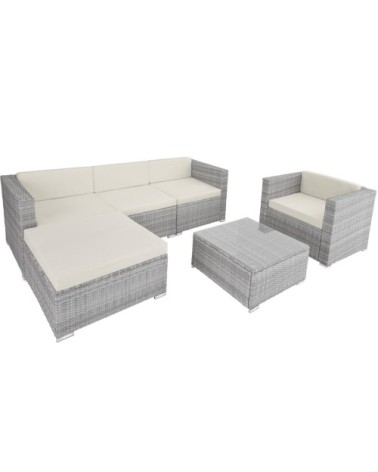 Salon bas de jardin MILAN 5 places gris clair