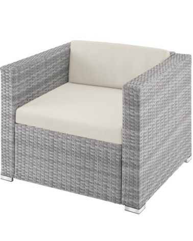 Salon bas de jardin MILAN 5 places gris clair