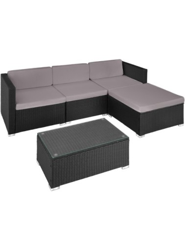 Salon de jardin FLORENCE 4 places noir/gris