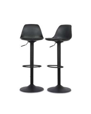 Lot de 2 tabourets de bar réglables, simili cuir noir