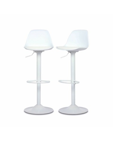 Tabourets de bar réglables, simili cuir blanc