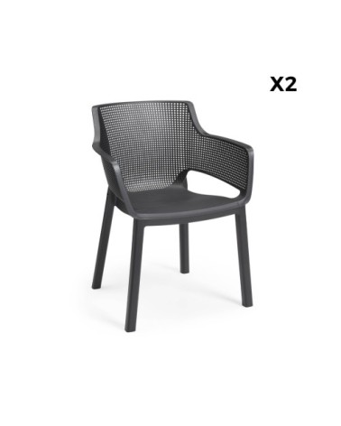 2 fauteuils de jardin en résine, noirs l alice's