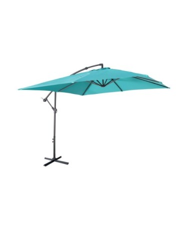 Parasol déporté carré 3x3m turquoise