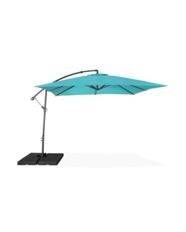 Parasol déporté carré 3x3m turquoise