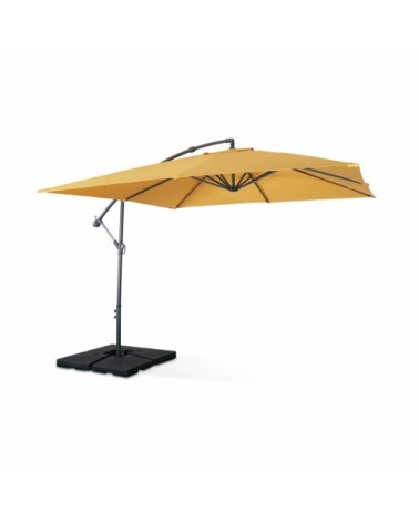 Parasol déporté carré 3x3m moutarde