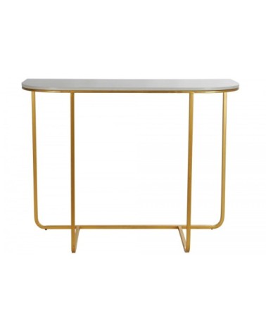 Console en métal doré et plateau en marbre blanc 98x35x77cm