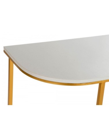 Console en métal doré et plateau en marbre blanc 98x35x77cm