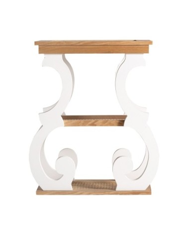 Table d'appoint en fer, bois et rotin marron 63x38x75