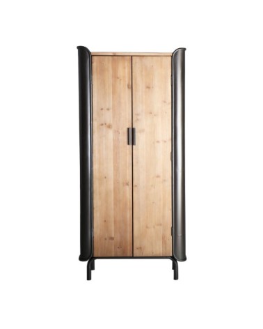 Armoire en bois et fer gris et marron 81x40x171