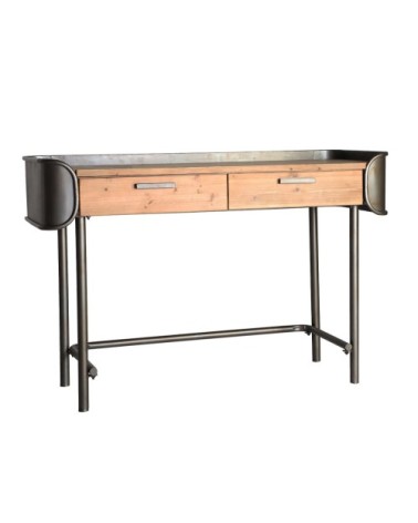 Bureau en bois et fer en noir et marron 120x50x80