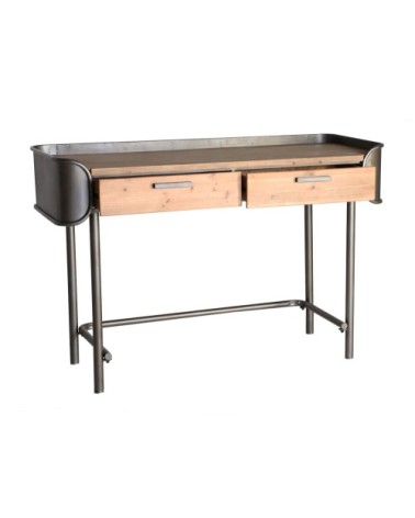 Bureau en bois et fer en noir et marron 120x50x80